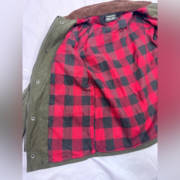The Hundreds x Public Label Field Jacket Waxed Cotton Plaid Lined Corduroy Zip S - Picture 13 of 16